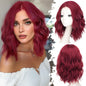 Eawwii Berry Red Short Wavy Wig for Women Lace Hairline Bob Style Synthetic Heat Resistant - Natural Appearance for Everyday Hairstyle 14 Inch