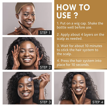 Wig Glue for Front Lace Wig - Waterproof Lace Glue - Latex-Free and Oil-Resistant Hair Adhesive - Strong Hold Bonding - 1.3 fl oz (1 PC), Wig Band 1, Wig Cap 2. (Watermelon Milky White)