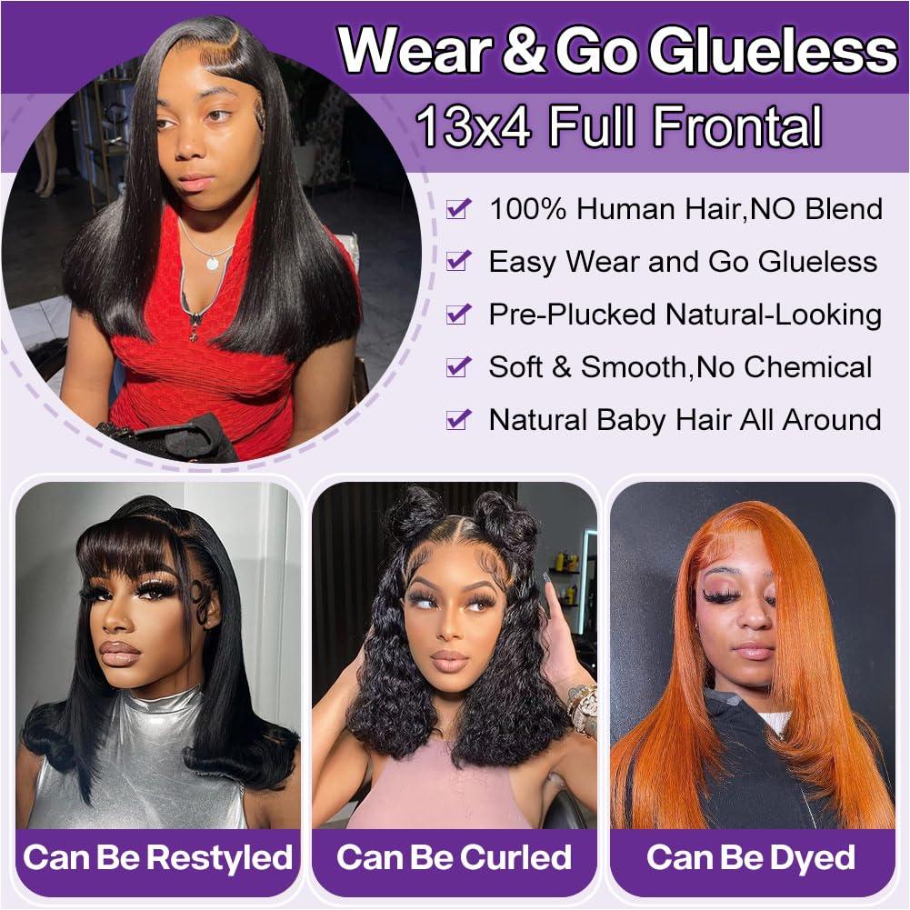 HIRIREMY Bob Wig Human Hair 13x4 HD Lace Frontal Short Straight Lace Front Bob Wigs for Black Women Human Hair Pre Plucked Glueless Side Part 180% Density Black Color 18 Inch