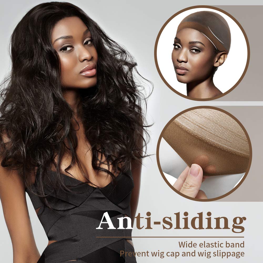 Dreamlover Wig Caps for Women, Brown Stocking Caps for Wigs, 12 Pieces