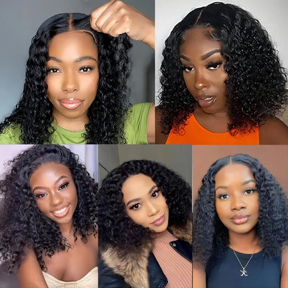 ISEE Wear and Go Glueless Wigs Human Hair Pre Plucked Deep Wave Bob Wig Human Hair Lace Front Wigs for Women Upgraded No Glue Pre Cut 6x4 Lace Closure Glueless Wigs for Black Women Human Hair 12 Inch
