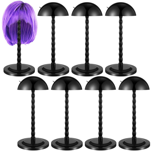 Reginary 8 Pieces Wig Head Stand for Multiple Wigs Mannequin Head 13.8 Inch Portable Hat Display Stand Travel Wig Holder for Styling Non Slip Stable DIY Practice Hat Holder(Black)