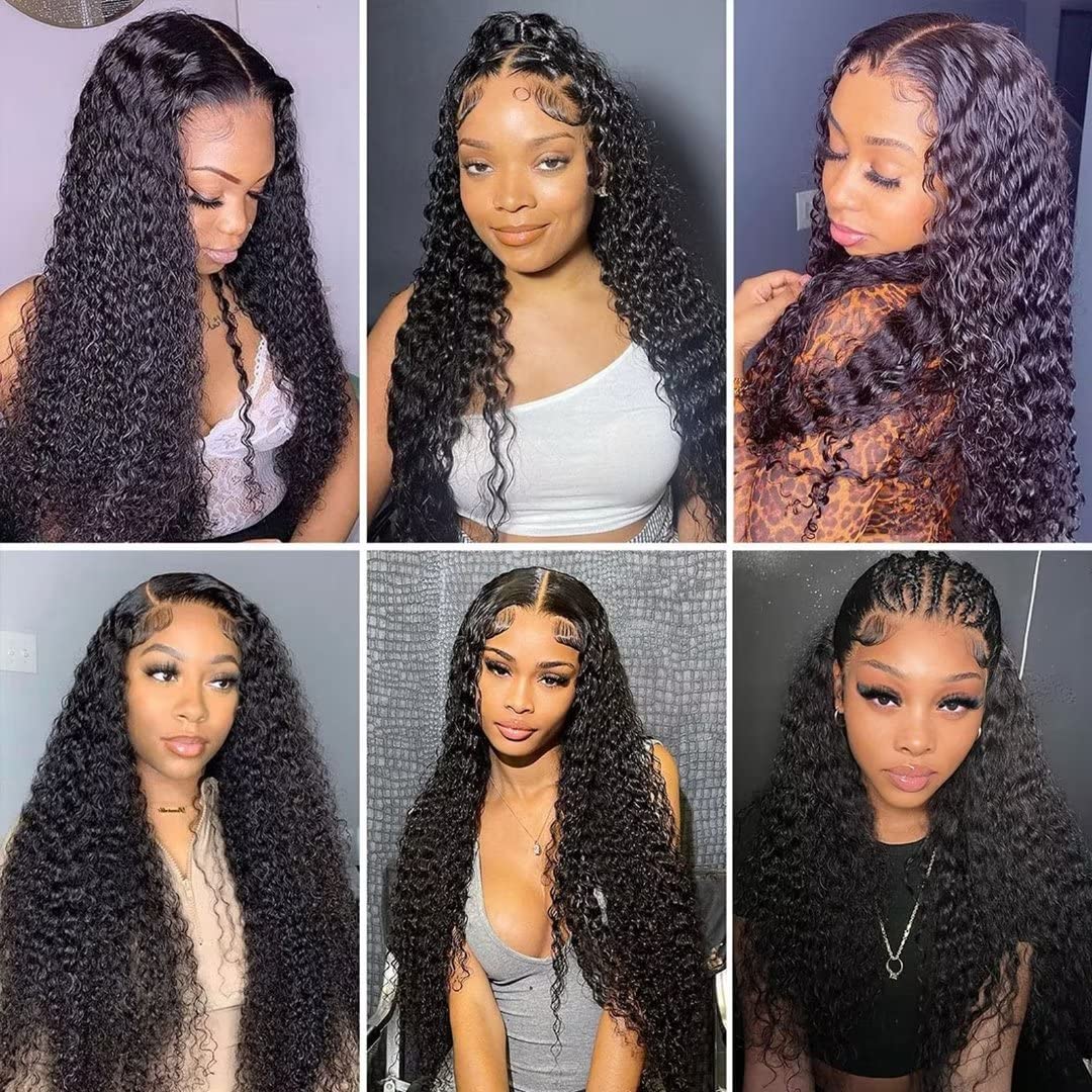 Daules 5x5 Deep Wave Lace Closure Wigs 5x5 HD Lace Closure Wigs Human Hair for Women 5x5 Transparent Lace Front Wigs Pre Plucked with Baby Hair Super Soft Free Part 180 Density Natural Black 28 inch