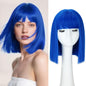 SUKRI Dark Blue Bob Wig With Bangs - Short Straight Bob Bangs Wig, 12Inch Heat Resistant Synthetic Hair, Natural Looking For Daily Party Use