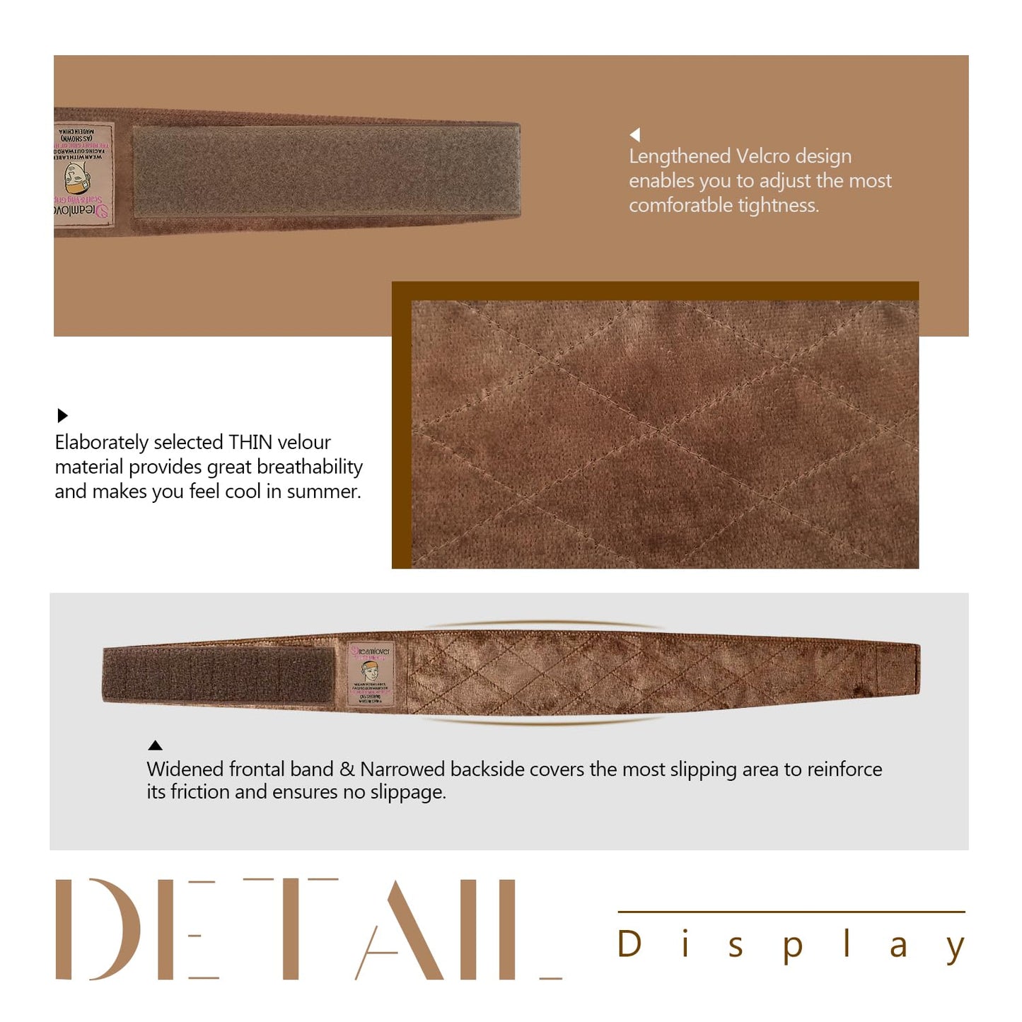 Dreamlover Wig Grip Band, Velvet Wig Grip, Brown, 2 Pieces