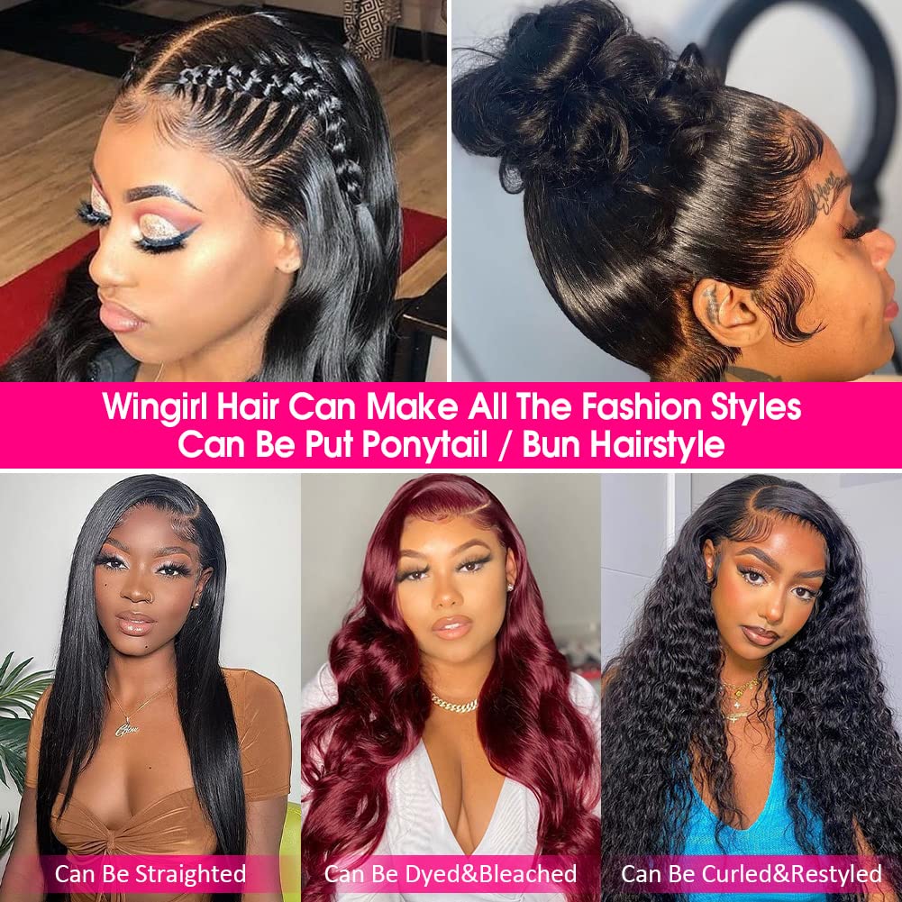 Wingirl 13x5 HD Lace Front Human Hair Wigs for Women 12A 220% Density Body Wave Lace Frontal Wigs Pre Plucked with Baby Hair (26 Inch (Pack of 1), 220% 1B# Color)