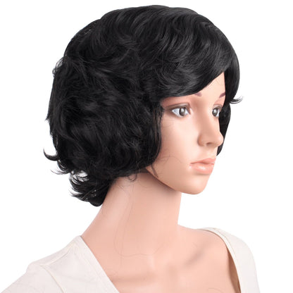 MapofBeauty 11.8 Inch/30 cm Special Elderly Short Curly Fashion Wigs(Black)