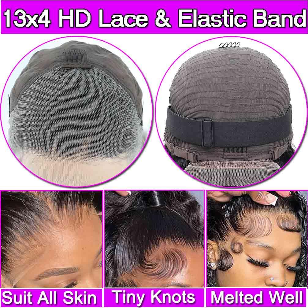 13x4 hd Lace Front Wigs Human Hair Pre Plucked 180 Density Brazilian Wet and Wavy Human Hair Wigs for Black Women Curly Lace Frontal Wig Natural Color Glueless (16 Inch)