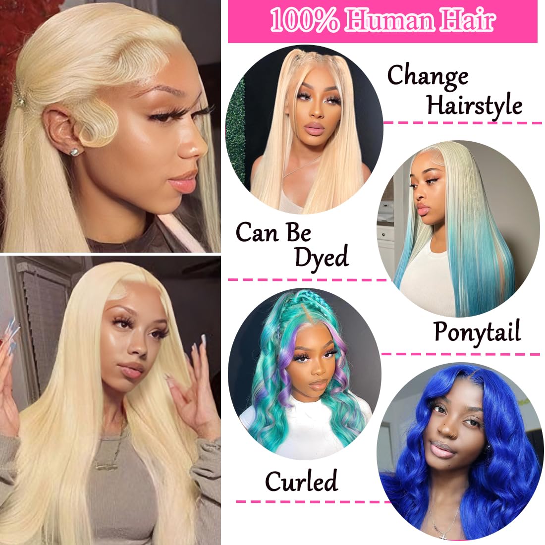 613 Lace Front Wig Human Hair 13x6 HD Transparent 180% Density Blonde Lace Front Wigs Human Hair Pre Plucked 613 HD Lace Frontal Wig Straight Lace Front Wigs 34 Inch Blonde Glueless Wigs Human Hair