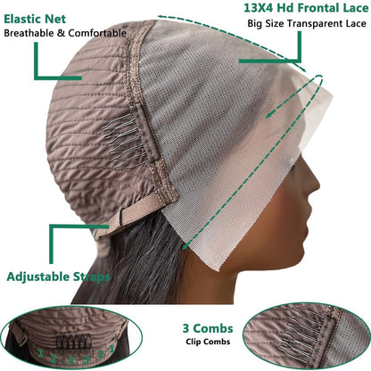 Douyin Bob Wig Human Hair 13x4 Frontal Lace Wig Body Wave HD Lace Front Wigs Human Hair Pre Plucked Glueless Bob Wigs for Women (16 inch, Natural Black)