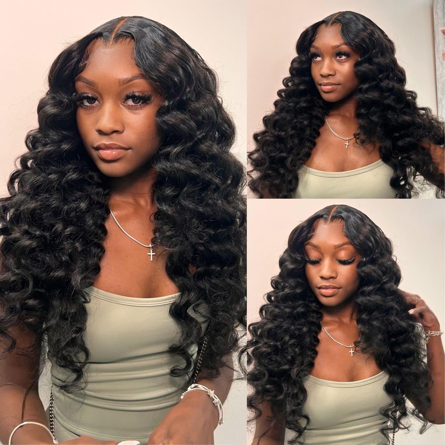 Wear and Go Glueless Wigs Human Hair Pre Plucked Pre Cut Deep Wave Lace Front Wigs 200 Density 5x5 HD Lace Closure Wigs Human Hair No Glue Ready to Wear Wig for Beginner (natural color, 18 inch)