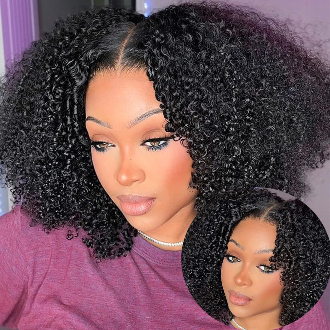 ISEE Glueless Wigs Human Hair Pre Plucked Pre Cut Ready to Wear Glueless Bob Wigs for Black Women 7x5 HD Lace Closure Wigs Human Hair 180% Density 12 Inch