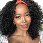 ISEE Headband Wig Human Hair Kinky Curly Human Hair Wigs for Black Women Glueless None Lace Front Wigs 180% Density 16inch