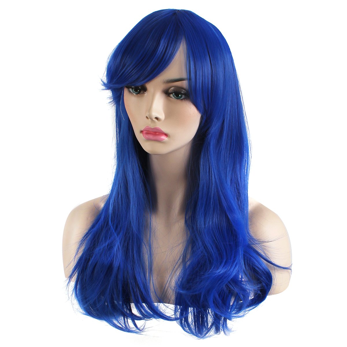 Akstore 28 inch Fashion Wigs Long Wavy Curly Hair Cosplay Wig (Blue)