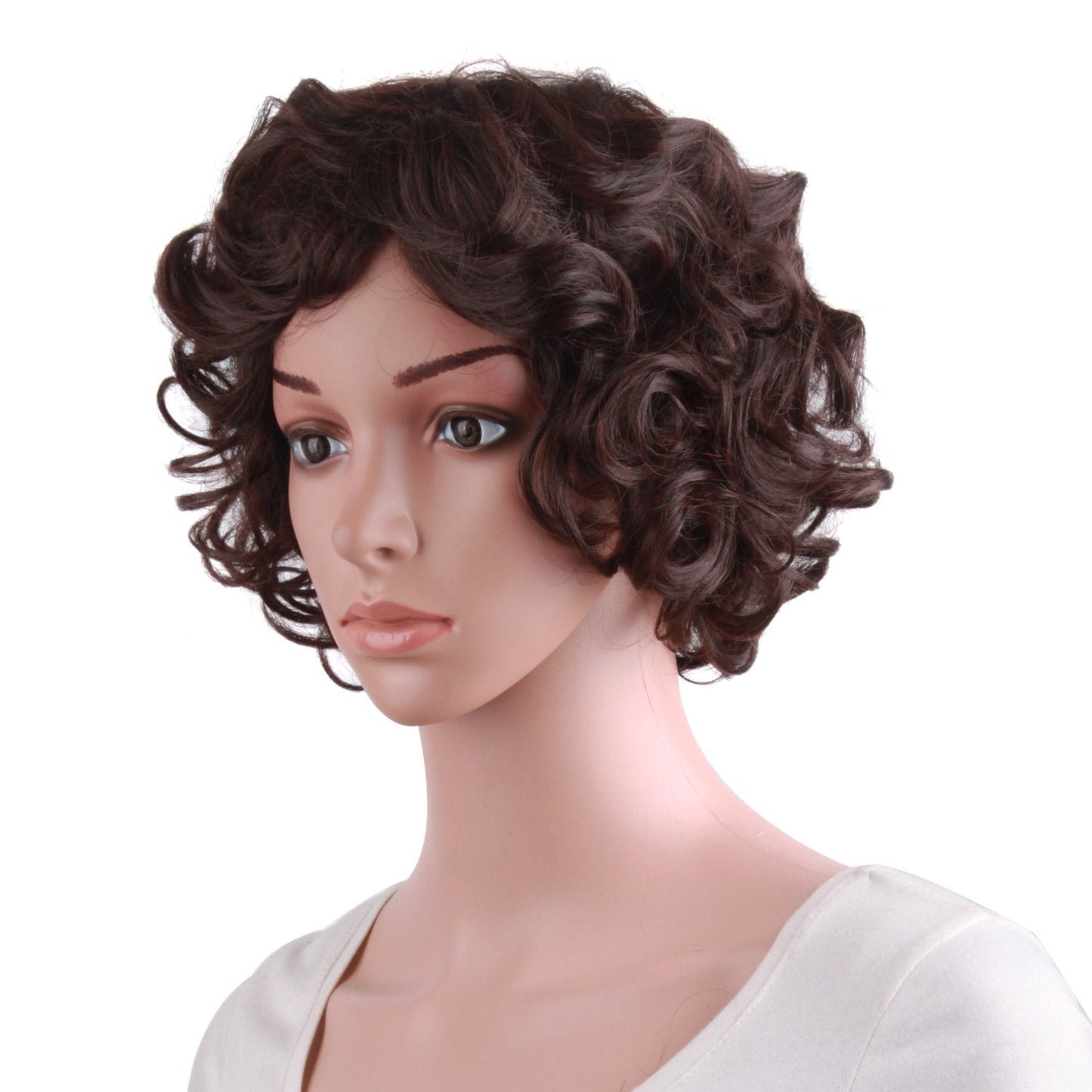 MapofBeauty 11.8 Inch/30 cm Special Elderly Short Curly Fashion Wigs(Dark Brown)