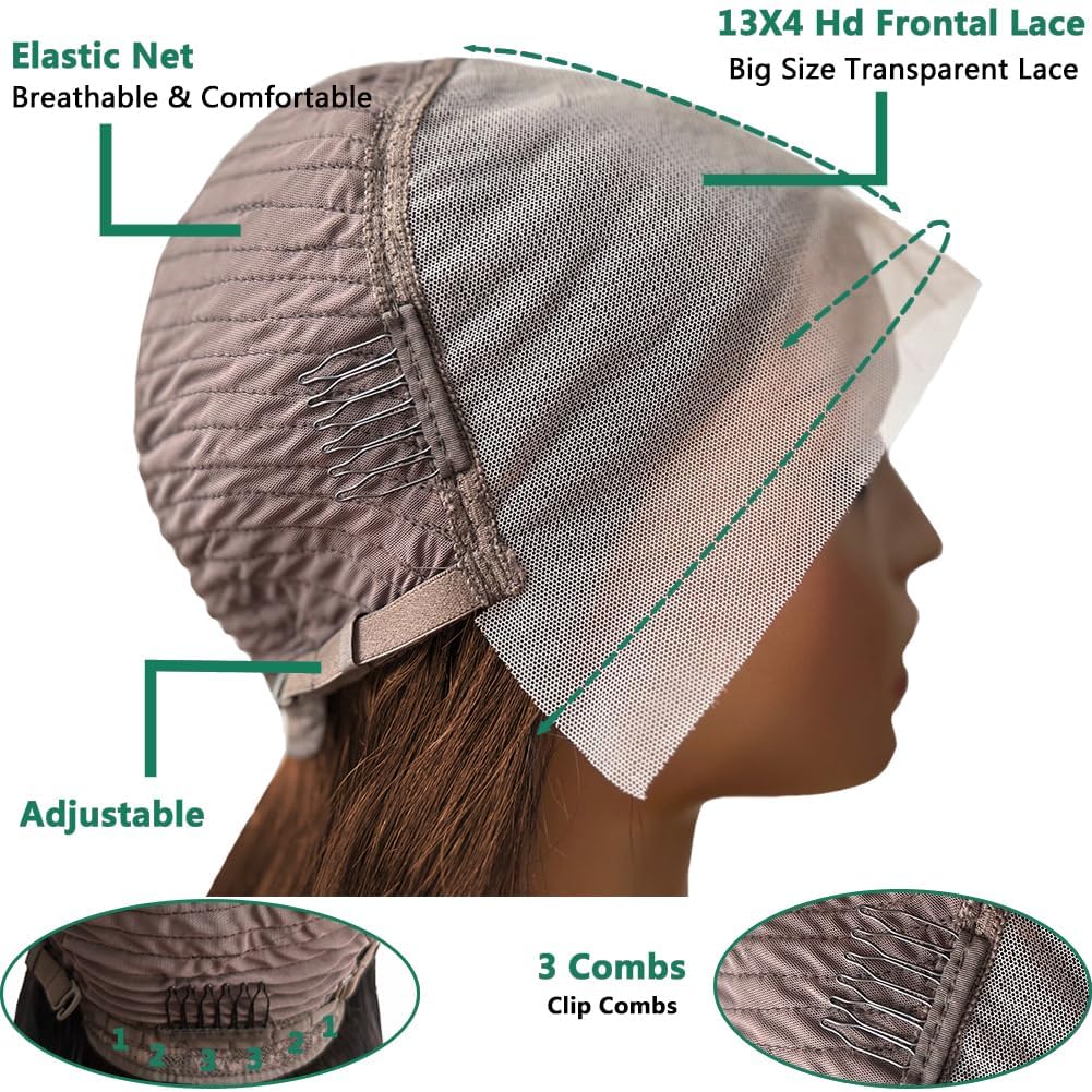 Honey Blonde Bob Wig Human Hair 16 Inch 13x4 Body Wave 4/27 Highlight Ombre HD Lace Front Wigs Human Hair Pre Plucked Glueless Lace Frontal Bob Wigs for Women