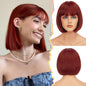 BARSDAR Short Bob Wig with Bangs - Short Copper Red Bob Wig with Bangs for Women - 12 Inch Chin-Length Natural Looking Soft Synthetic Hair Replacement Daily Halloween Party Copper Red Wigs