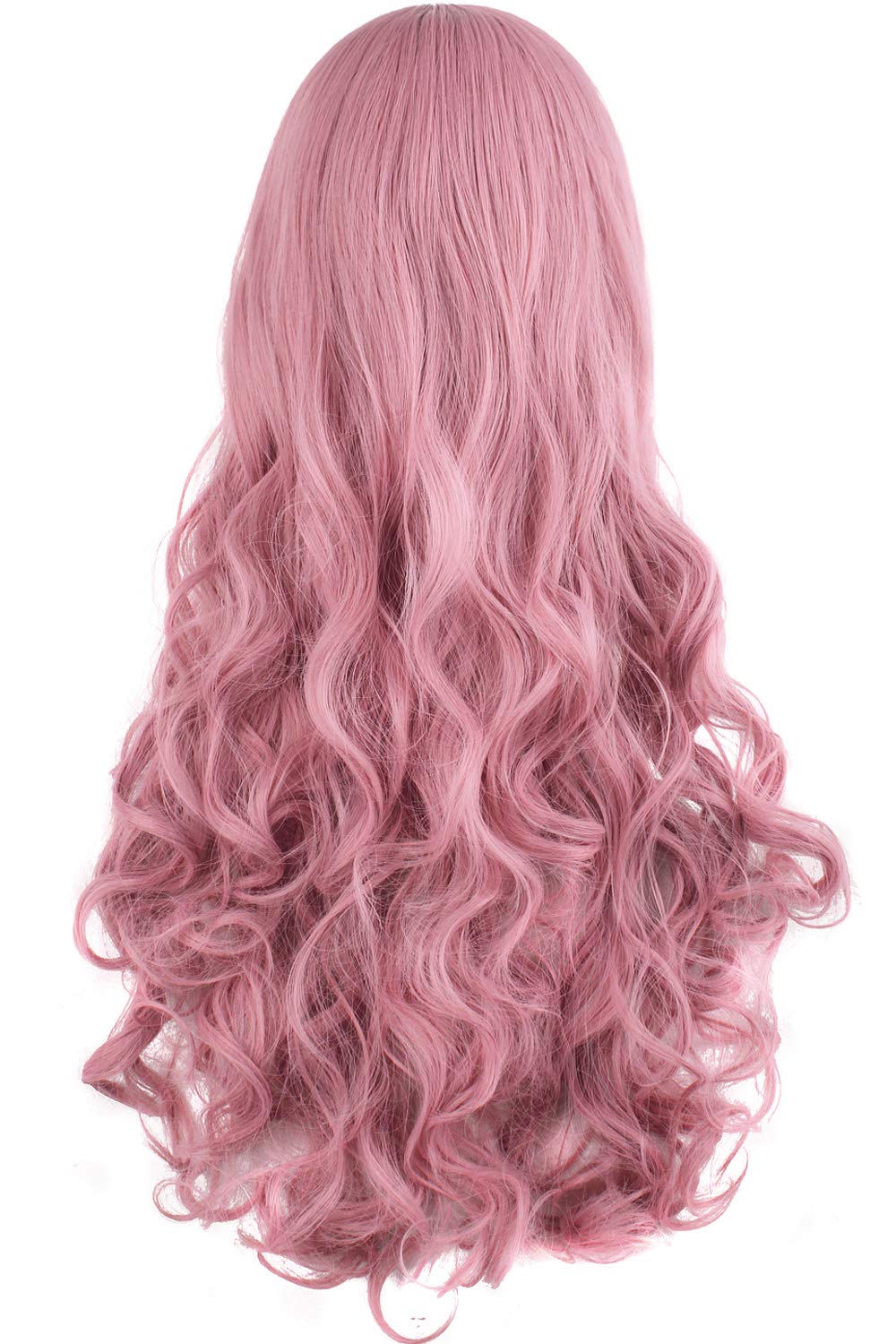 MapofBeauty 28"/70cm Lolita Long Curly Clip on Ponytails Cosplay Wig (Rouge Pink)