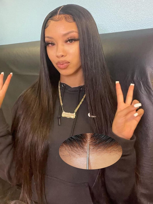 22 Inch Straight Glueless Pre Plucked Pre Cut 7X5 HD Lace Pre Bleached Knots Wigs Human Hair,Wear and Go Lace Front Wig with Natural Hairline Baby Hair for Black Women 200% Density