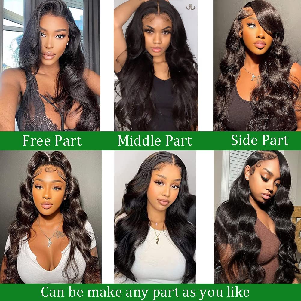 Douyin Body Wave Lace Front Wigs Human Hair Pre Plucked 18 Inch 180% Density 13x4 HD Lace Front Wigs For Women Glueless Transparent Human Hair Wig Natural Black Color