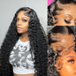 GIESWY 13x4 HD Lace Front Wigs Human Hair Pre Plucked with Baby Hair 180% Density Brazilian Virgin Hair Deep Wave Wig Glueless Human Hair Wigs for Black Women (natural color 22 inch)