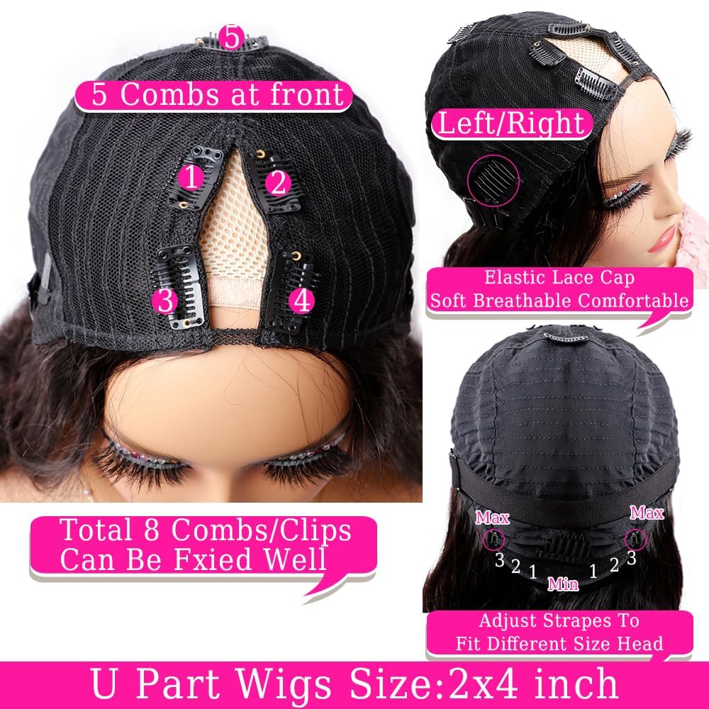 Dosacia V Part Wigs Body Wave Brazilian Virgin Human Hair Wigs For Women Upgrade No Leave Out Lace Front Wigs 180% Density 12 inch