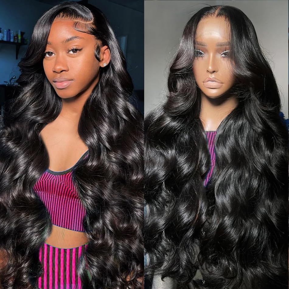 Ainmeys 30 Inch 13x6 Body Wave Lace Front Wigs Human Hair 250% Density Pre Plucked HD Transparent Lace Frontal Wigs for Black Women 10A Glueless Wigs