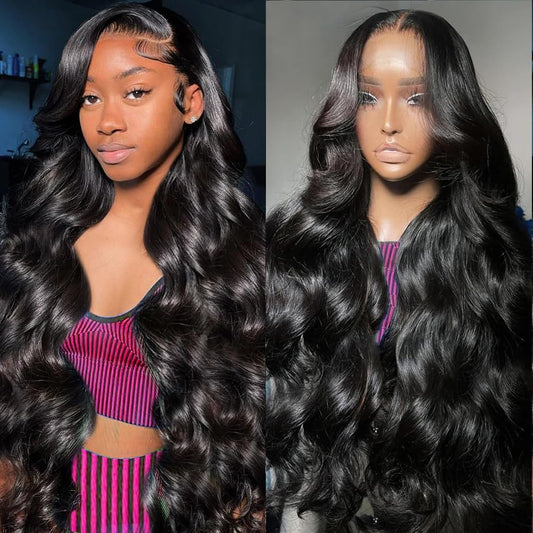 Ainmeys 30 Inch 13x6 Body Wave Lace Front Wigs Human Hair 250% Density Pre Plucked HD Transparent Lace Frontal Wigs for Black Women 10A Glueless Wigs