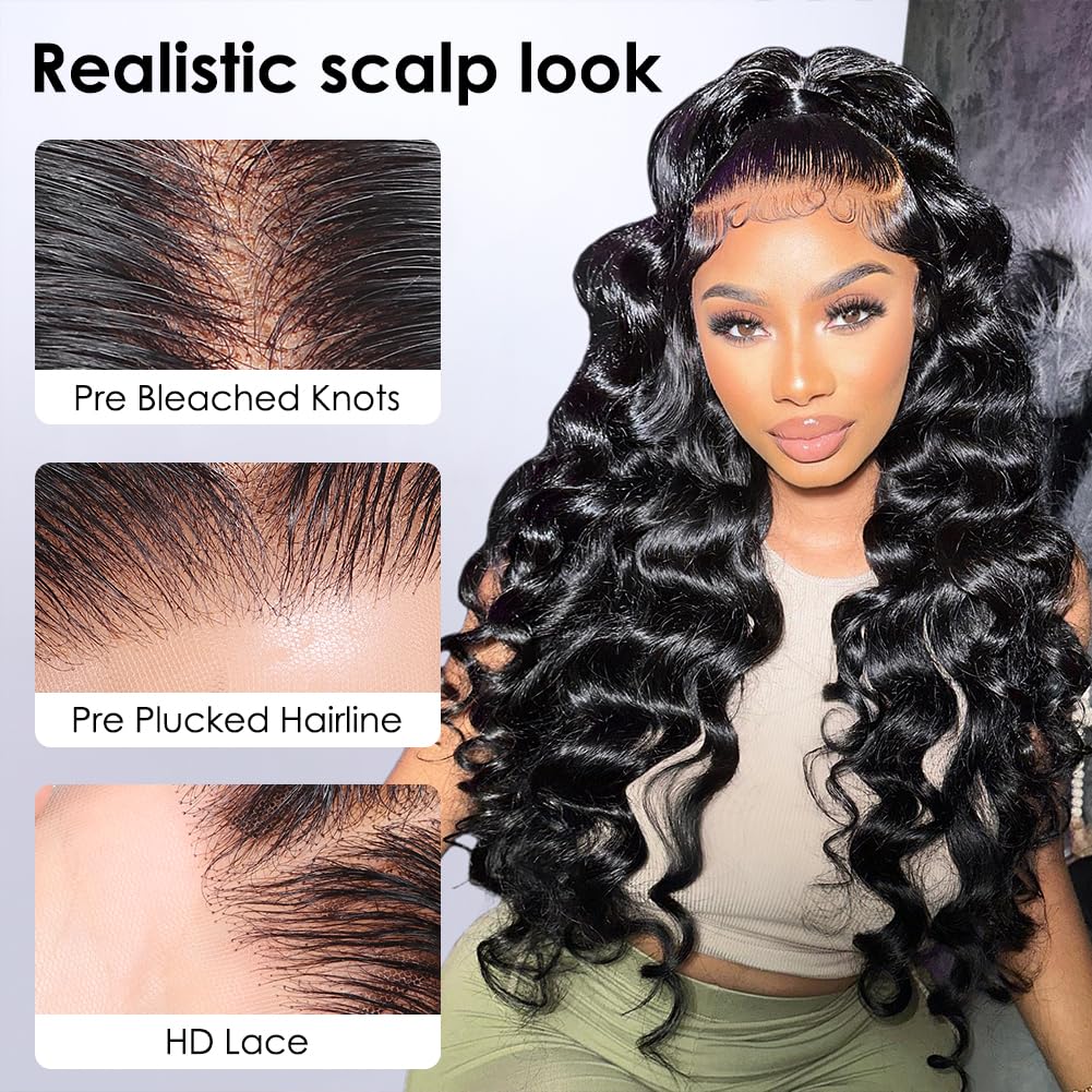 Pizazz 13x4 HD Transparent Lace Front Wigs Human Hair Pre Plucked with Baby Hair 180 Density brazilian Body Wave Human Hair Wigs for Black Women 9A Glueless Lace Frontal Wigs Natural Color(24 Inch)