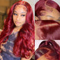 Avolo 99J Burgundy Lace Front Wigs Human Hair Pre Plucked Red Colored Human Hair Lace Front Wigs Body Wave 180% Density 13X4 HD Lace Frontal Wigs Human Hair Red Wig Human Hair 24 Inch
