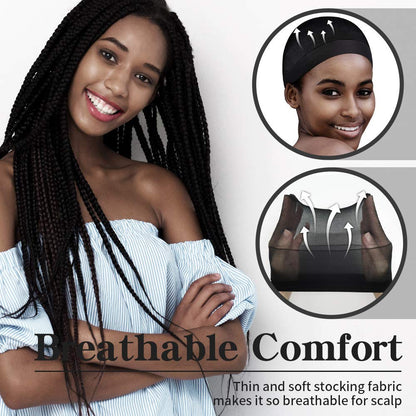 Dreamlover Black Stocking Wig Cap for Black Women, 12 Pieces