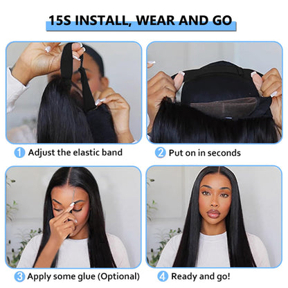 CUTE BEIN 210 Density 6X4 Glueless Wigs,100% Human Hair, [2-year life, 220g],HD Lace Closure Wigs Glueless Wear and Go Wig Pre Plucked Pre Cut,Straight Wigs for Black Women Middle Part 26 Inch