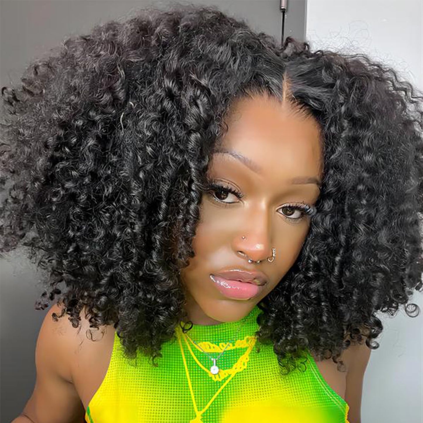 ISEE Wear and Go Glueless Wig Afro Kinky Curly Lace Front Wigs Human Hair 7x5 HD Lace Afro Curly Wigs for Women Lace Pre Cut Glueless Wigs Human Hair Pre Plucked 20 Inch