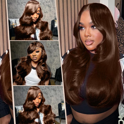 250 Density 13x6 SKINLIKE Real HD Lace Wigs 15A Chocolate Brown Lace Frontal wigs Human Hair Invisible 0.1mm Ultra-thin Frayed Ends Full Cuticle Aligned Virgin Hair Tiny Knots(24 Inch,Chocolate Wig)