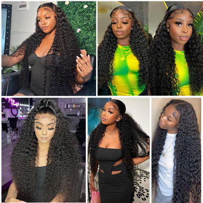 Deep Wave Lace Front Wigs Human Hair 180% Density Curly Lace Front Wig Human Hair Wet and Wavy Wig 13x4 HD Lace Frontal Wigs Human Hair 20 Inch Glueless Curly Wigs for Black Women Pre Plucked