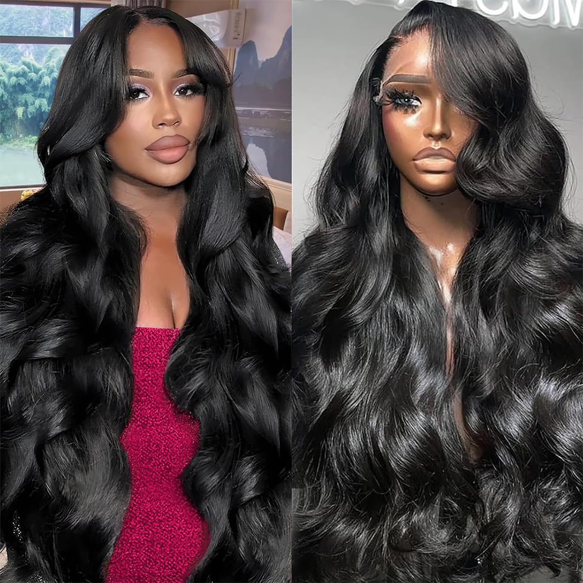 KXBKXB 36 Inch Body Wave Lace Front Wigs Human Hair 220% Density Frontal Wigs Human Hair for Black Women 13x6 HD Lace Front Wigs Human Hair Pre Plucked Glueless Body Wave Wig