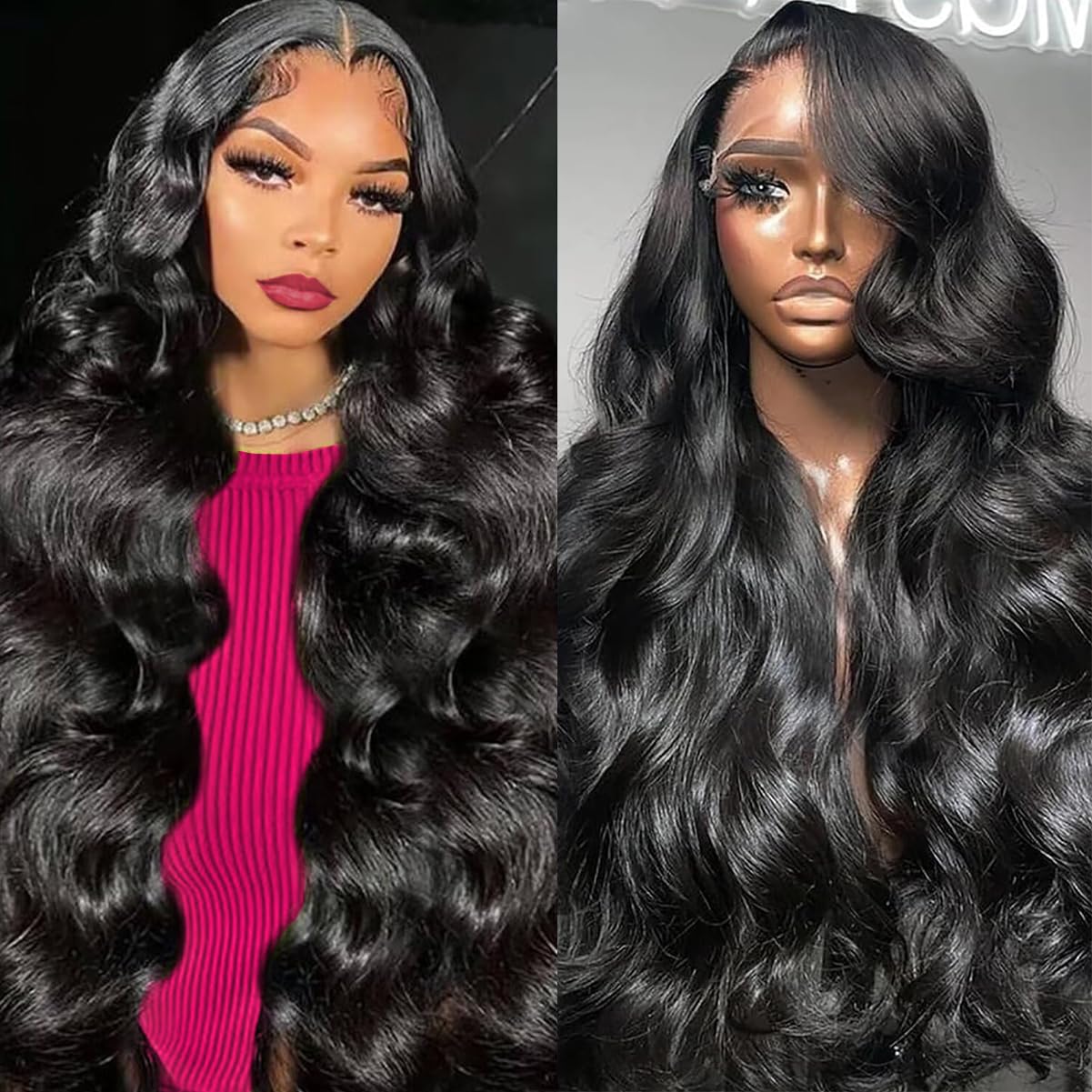 KXBKXB 34 Inch Body Wave Lace Front Wigs Human Hair 220% Density Frontal Wigs Human Hair Wigs for Black Women 13x6 HD Lace Front Wigs Human Hair Pre Plucked Glueless Body Wave Wig