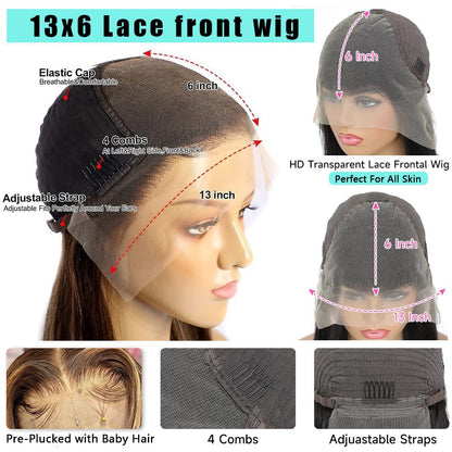 SFD 26 Inch Ombre Lace Front Wig Human Hair 220% Density 13x6 lace front wigs human hair Body Wave 4/27 Blonde Brown Highlight Wig Pre Plucked for Women (honey blonde Piano Colored)