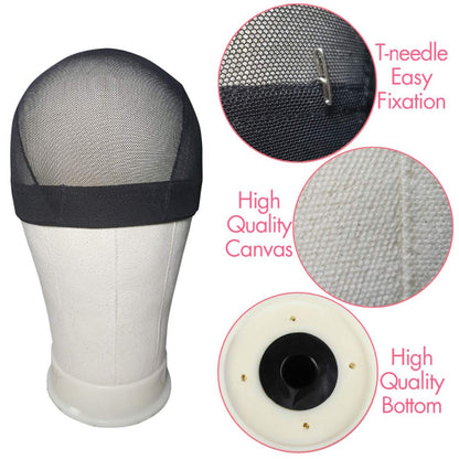 Leeven 21"-24" Poly Canvas Block Wig Head Hair practice Manikin Canvas Head for Making/Drying/Styling Wigs Mannequin head With Table Clamp Stand and T Pins 24 Inch
