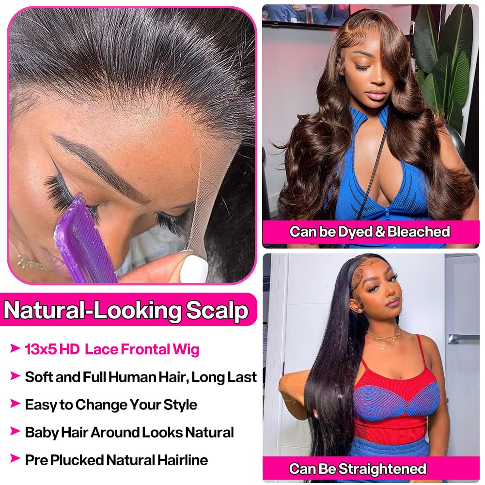 Yamikk Body Wave Lace Front Wigs Human Hair Pre Plucked 180% Density 13x5 Hd Lace Frontal Human Hair Wigs For Women 22 Inch