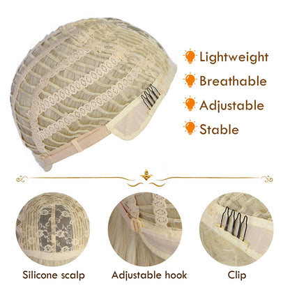 ENTRANCED STYLES Blonde Wig with Bangs, Long Straight Wigs for Women Natural Hair Wigs Synthetic Blond Wigs for Girls Daily Party Halloween Cosplay Wig 22 Inch