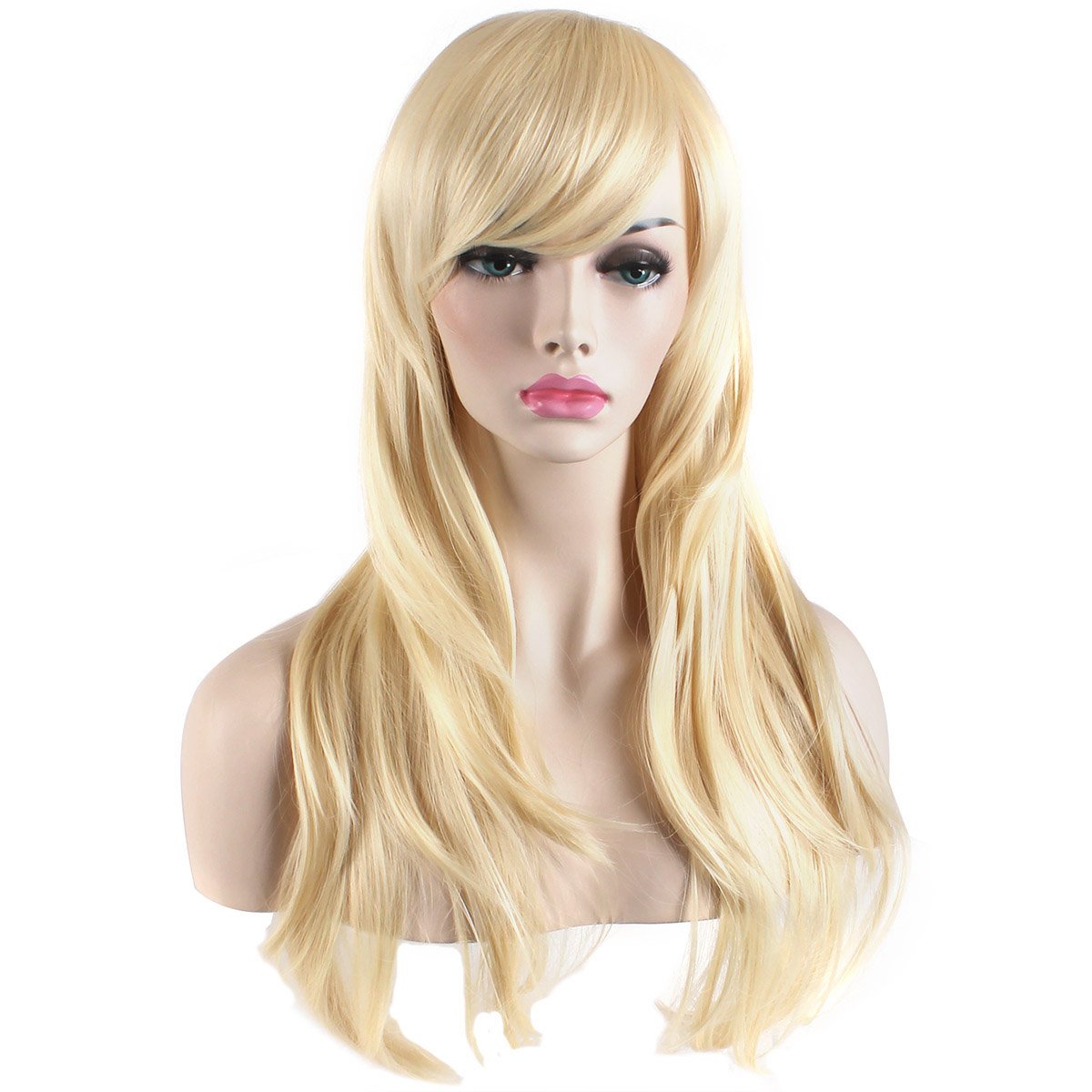 Akstore 28 inch Fashion Wigs Long Wavy Curly Hair Cosplay Wig (Golden)