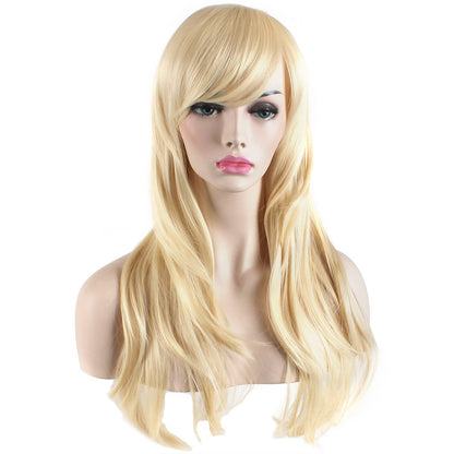 Akstore 28 inch Fashion Wigs Long Wavy Curly Hair Cosplay Wig (Golden)
