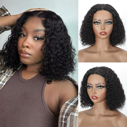 GIESWY Curly Bob Wig Human Hair 4x4 Hd Lace Front Wigs Human Hair Wear and Go Glueless Wigs Human Hair Pre Plucked Pre Cut Short Kinky Curly Bob Wigs For Women 200% Density 10 inch