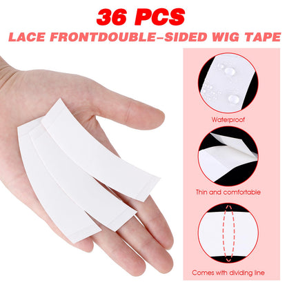 Prasacco 36 Wig Tapes - Invisible, Waterproof Double Side Tape for Lace Wigs, Toupees & Hair Extensions