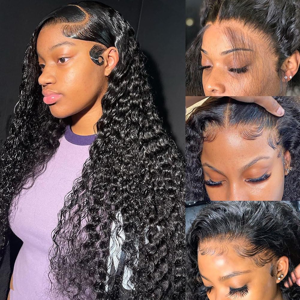 bangjazz 32 Inch Deep Wave Lace Front Wigs Human Hair 180% Density Curly Wigs for Black Women 13x4 HD Lace Frontal Wigs Human Hair Wear and Go Glueless Wigs Human Hair Pre Plucked with Baby Hair