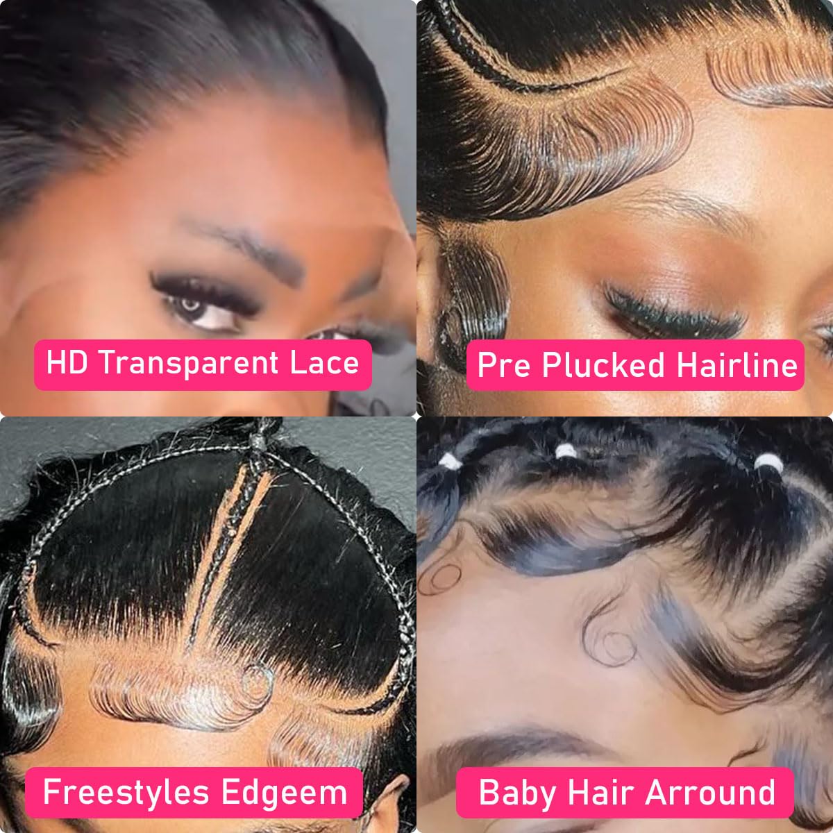 GIESWY Deep Wave Lace Front Wigs Human Hair 180% Density 13x4 HD Lace Front Wigs Human Hair Pre Plucked with Baby Hair Glueless Wigs for Black Women Human Hair (natural color 18 inch)