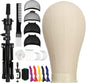SZCY LLC 23 Inch Canvas Block Mannequin Head for Wigs Making Display with Wig Caps, T Pins, C Bristle Brush