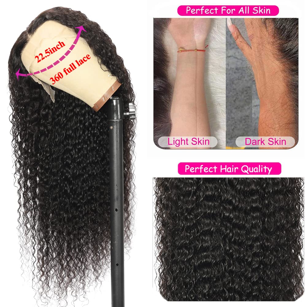 Healthair Deep Wave Lace Front Wig 360 Lace Front Wigs Human Hair Invisi Strap Pre Bleached Pre Cut Lace Pre Plucked Human Hair Wigs for Black Women 14inch