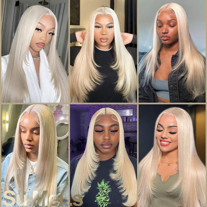 Glueless Synthetic Lace Front Wig 26 Inches Long Straight Blonde Wigs for Black Women 13x5x1 HD Lace Hand Tied Pre Plucked Hairline (#613 Blonde, 26 Inch)